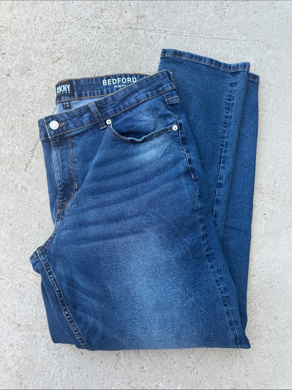 DKNY Bedford Slim Straight Jeans - Dark Blue Wash